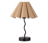 QJRGUY Plein de Style Lampes à Table Pleat, Lit en Lin Base en Céramique, Décorations pour Chambre, Coin de Salle, Accessoires Bureau, Bonheur Travailler (Noir)