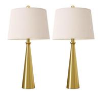 QJRGUY Pouces Lampe Table Moderne 2 Shade Linen Pack avec Port USB pour Le Chambre de Chevet Office Home adapté Salon, dortoir, au Bureau, (Or)