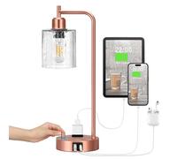 QJRGUY Table Lamp avec Éclaboussière en Verre Éclairable Port USB/C, Idéale pour la Salle à Manger, Le Bureau ou la Chambre à Coucher (Bleu)