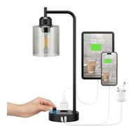 QJRGUY Table Lamp avec Éclaboussière en Verre Éclairable Port USB/C, Idéale pour la Salle à Manger, Le Bureau ou la Chambre à Coucher (Bleu)