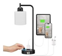 QJRGUY Table Lamp avec Éclaboussière en Verre Éclairable Port USB/C, Idéale pour la Salle à Manger, Le Bureau ou la Chambre à Coucher (Bleu)