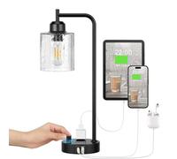QJRGUY Table Lamp avec Éclaboussière en Verre Éclairable Port USB/C, Idéale pour la Salle à Manger, Le Bureau ou la Chambre à Coucher (Bleu)