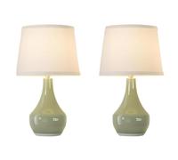 QJRGUY Table Lamp Engraved, Two-Piece Set with Rocker Switch, Bedside Decor Living Room Bedroom Gift (Blue)