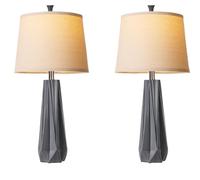 QJRGUY Table Lamp Set de Temps Réels avec Plaques en Linen, pour la Salle à Manger, Le Dormant, l'Office, (Couleur Gris Malachite)