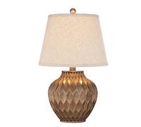 QJRGUY Table Lamp Style, Textured Fabric Drum Shade, Multi-Functional Bronze Decor for Bedroom and Living Room (Bronze)