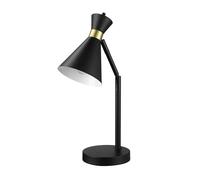 QJRGUY Table Noire Mate 18,6 Pouces avec Garniture en Laiton Pivot Joint pour la Lecture, Lampe décoration de adaptée Salon, dortoir, au Bureau,