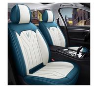 QJUNMENG Housses de Siège de Voiture pour VW Caddy 2K IV III 2003-2024, Ensemble Complet de Housses Siege Auto Universel en Cuir, Compatible avec Les Airbags Latéraux, 5 Seats(A(Blue-WhiteBeige))