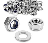 qjuwhua 10 Pcs Ecrou M12 Frein Inox Écrous Nylon Autobloquants DIN 985 avec 10 Pcs Rondelle M12 DIN 125 A2 V2A inoxydable hexagonaux Ecrou pour Machines Véhicules et Extérieur Intérieur Meubles