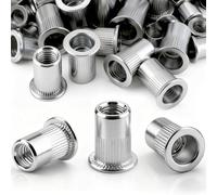 qjuwhua 60 Pièces Ecrou A Sertir M5 Insert M5 x13mm Écrou à Riveter | Fileté à TêTe Plate en Acier au Carbone Rivets Inserts Filetés Écrous à Riveter Aveugle Rivets Fileté pour Métal Plastique