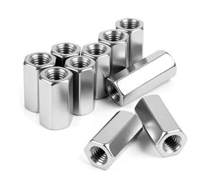 qjuwhua Écrous Longs M8 x 30 mm Écrou Inox 304 Hexagonal 6 Pièces | Connexion Manchon Tige Filetee Rallonge Entretoise D'accouplement Ecrou de Jonction pour D'extension Vis Fixation
