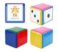 qjuwhua Lot de 4 cubes en mousse - 10 cm - Avec poches - Multicolores
