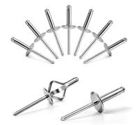 qjuwhua Lot de 70 rivets aveugles avec grande bride - 4,8 x 25 mm - En aluminium - Tri-Fold Exploding - Rivets argentés - Pour industrie, construction, métal, automobile, meubles, bateaux, équipements