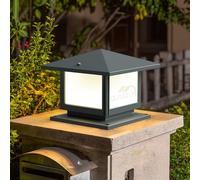 QJUZO 12W LED Lampe Pilier Extérieur E27 Lampe Portail Jardin Extérieur Gris Lampe Terrasses étanches Aluminium Lampe Pilier Portail 3 Color Éclairage de Jardin Cour Paysage Lampe de Poteau Rustique