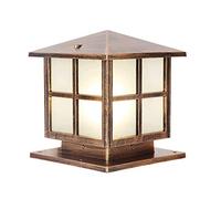 QJUZO Antique Lampe Pilier Exterieur,IP65 Étanche Jardin Lampadaire Extérieur Rétro Lampe Pilier Portail Aluminium E27 Lampe De Chemin Sentier Terrasses Patio Cour Lampes De Poteau,Laiton