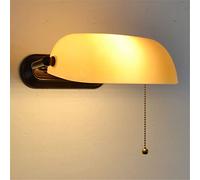 QJUZO Applique Murale Style Tiffany avec Interrupteur À Tirette, Rétro Lampe De Banquier avec Verre Abat-Jour Teinté, Méditerranéen Rétro Lampe Muralechambre Restaurants Luminaire E27,J