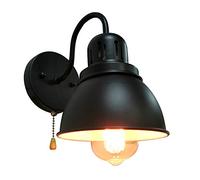 QJUZO Vintage Appliques Murales Avec Interrupteur À Tirette, Rétro Industrielle Lampe Murale Cuisine Lampe De Mur En Fer Noir E27 Pour Chevet Salle De Bains Salle À Manger Couloir Éclairage