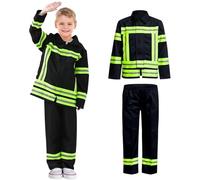 QJWBZ Costumes De Pompier Pour Enfants GarçOns: Costumes De Pompiers Uniformes Professionnels Costumes De Pompiers Pour Enfants Costumes De FêTe Carnaval Et Halloween Cosplay Bleu (S-110)