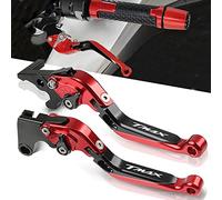 QJY-Motor Part-Store Adjustable Moto Leviers d'embrayage de Frein CNC pour Y.amaha Tmax 530 500 2008-2016 Tmax 530 SX DX 2017 2018 2019 TMAX 560 2020 (Rouge/Noir)