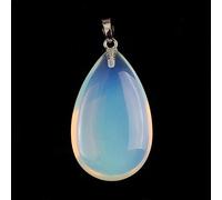 QJZM Collier de Quartz en Cristal Naturel Lapis Lazuli Agates Noires Améthystes Pendentif en Pierre de Goutte d'eau Collier de Corde, Opalite synthétique A