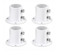 Qkansiw Support de bride d'échelle de piscine pour piscine hors sol, base à double boulon en acier inoxydable 304, convient aux tubes ronds de 3,8 cm de diamètre, blanc (4, blanc)