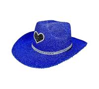 Qkbuza Chapeau de cowboy occidental, chapeau de cowgirl à large bord disco - Accessoires de fête, accessoires de costumade, pour homme et femme
