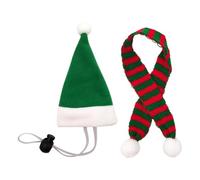 Qkbuza Costumes pour Poules - Déguisement Santa de Fêtes,Set Chapeau et Foulard pour Poulette avec Attache Menton Adjustable,pour Poule Hamster Lapin Chat Perroquet Chiot Lézard Décoration Ferme