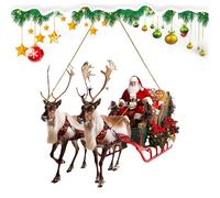 Qkbuza Décorations d'arbre de Noël en traîneau à Rennes, Artisanat du père Noël en traîneau à Rennes - Pendentif de en Acrylique 2D Santa Sleigh Renne,Ornement de de du Père