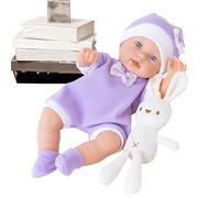 Qkbuza Enfant - Jouet Réaliste Lavable Complet de 30 cm avec Lapin - Enfant au Look Réel | pour Famille Filles Jeunes Adolescents Fille Chambre Anniversaires Noël Saint-Valentin Maison