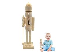 Qkbuza Figurines Casse-Noisette | Casse-Noisette Brut 38 Centimètres | Figurine en Bois à Peindre pour Artisanat Décoratif | Pièce Maîtresse de Table pour Étagère Noël