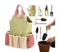 Qkbuza Kit d'outils de jardinage 9 pièces pour travaux de plantation, outils portables pour désherber les mauvaises herbes, pour tailler, élaguer, désherber, creuser et couper dans la cour arrière, le