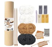 Qkbuza Kit Tricot Pour Débutant Adulte Complet Avec Aiguilles À Tricot, Écharpe En Laine À Tricoter Soi-même Fournitures De Kit De Dessous De Verre Pour Débutant Avec Aiguilles À Tricot