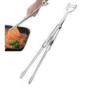 Qkbuza Pince à barbecue - Pince de cuisine en acier inoxydable, résistante à la chaleur, antiadhésive, outil de service avec poignée ergonomique pour le camping