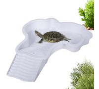 Qkbuza Piscine pour Tortue De Terre ABS Baignoire pour Reptiles avec Rampe 35x28,5x4,3 Cm Bol À Eau pour Lézard, Dragon Barbu, Amphibien Et Autres Petits Reptiles