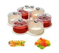 Qkbuza Plateau de Service Divisé - Plat Tournant pour Apéritif et Buffet - Plateau à Légumes avec Couvercle | pour Adultes Voyage Pique-Nique Réception Apéritif Dynamique Buffet