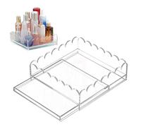 Qkbuza Plateau décoratif festonné en acrylique avec tiroir, support de présentation, décoration de bureau, organisateur de rangement pour loisirs créatifs, photos, messages, vanité, salle de bain