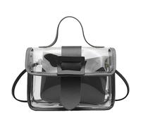 Qkbuza Sac à bandoulière transparent, sac à bandoulière transparent | Sac à bandoulière approuvé par le stade, sac de transport Jelly Sling Bag avec poignée pour concert, salle de sport, Noir , Voir