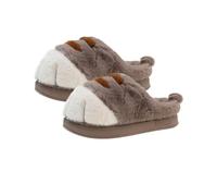 QKCQQTS Chaussons pattes de chat pour femme, chaussons mignons et amusants en 3D avec motif patte de chat, chaussons pattes de chat pour femme (38-39,brown)