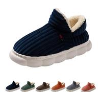 QKCQQTS Chaussons Unisexes Style Couple, Chaussons en Coton pour l'automne et l'hiver, Semelles Souples épaisses, Chaussures Chaudes d'intérieur (Dark Blue,38-39)