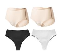 QKCQQTS Ensemble de 4 pièces anti-embarrassement sans couture pour femme avec rembourrage en latex à l'entrejambe, 4 pièces - D, M