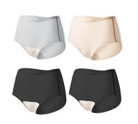 QKCQQTS Ensemble de 4 pièces anti-embarrassement sans couture pour femme avec rembourrage en latex à l'entrejambe, 4 pièces - A, L