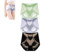 QKCQQTS Lot de 3 Culottes gainantes en Soie glacée Liquide sans Couture Taille Haute pour Femme (M,3pcs-a)