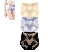 QKCQQTS Lot de 3 Culottes gainantes en Soie glacée Liquide sans Couture Taille Haute pour Femme (M,3pcs-c)
