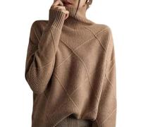QKCQQTS Pull à col roulé en Cachemire pour Femme, Nouveau Style 2024, Couleur Unie, Automne et Hiver, Pull extérieur Ample et épais (Coffee,L)