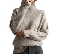 QKCQQTS Pull à col roulé en Cachemire pour Femme, Nouveau Style 2024, Couleur Unie, Automne et Hiver, Pull extérieur Ample et épais (Camel,S)