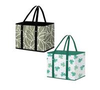 QKCQQTS Sacs d'épicerie réutilisables, sacs de courses pliables, grand sac fourre-tout pliable avec longues poignées et fond rigide. (2pcs-a)