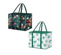 QKCQQTS Sacs d'épicerie réutilisables, sacs de courses pliables, grand sac fourre-tout pliable avec longues poignées et fond rigide. (2pcs-b)
