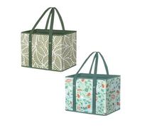 QKCQQTS Sacs d'épicerie réutilisables, sacs de courses pliables, grand sac fourre-tout pliable avec longues poignées et fond rigide. (2pcs-m)