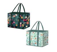 QKCQQTS Sacs d'épicerie réutilisables, sacs de courses pliables, grand sac fourre-tout pliable avec longues poignées et fond rigide. (2pcs-c)