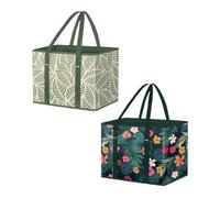 QKCQQTS Sacs d'épicerie réutilisables, sacs de courses pliables, grand sac fourre-tout pliable avec longues poignées et fond rigide. (2pcs-n)