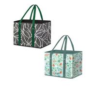 QKCQQTS Sacs d'épicerie réutilisables, sacs de courses pliables, grand sac fourre-tout pliable avec longues poignées et fond rigide. (2pcs-d)